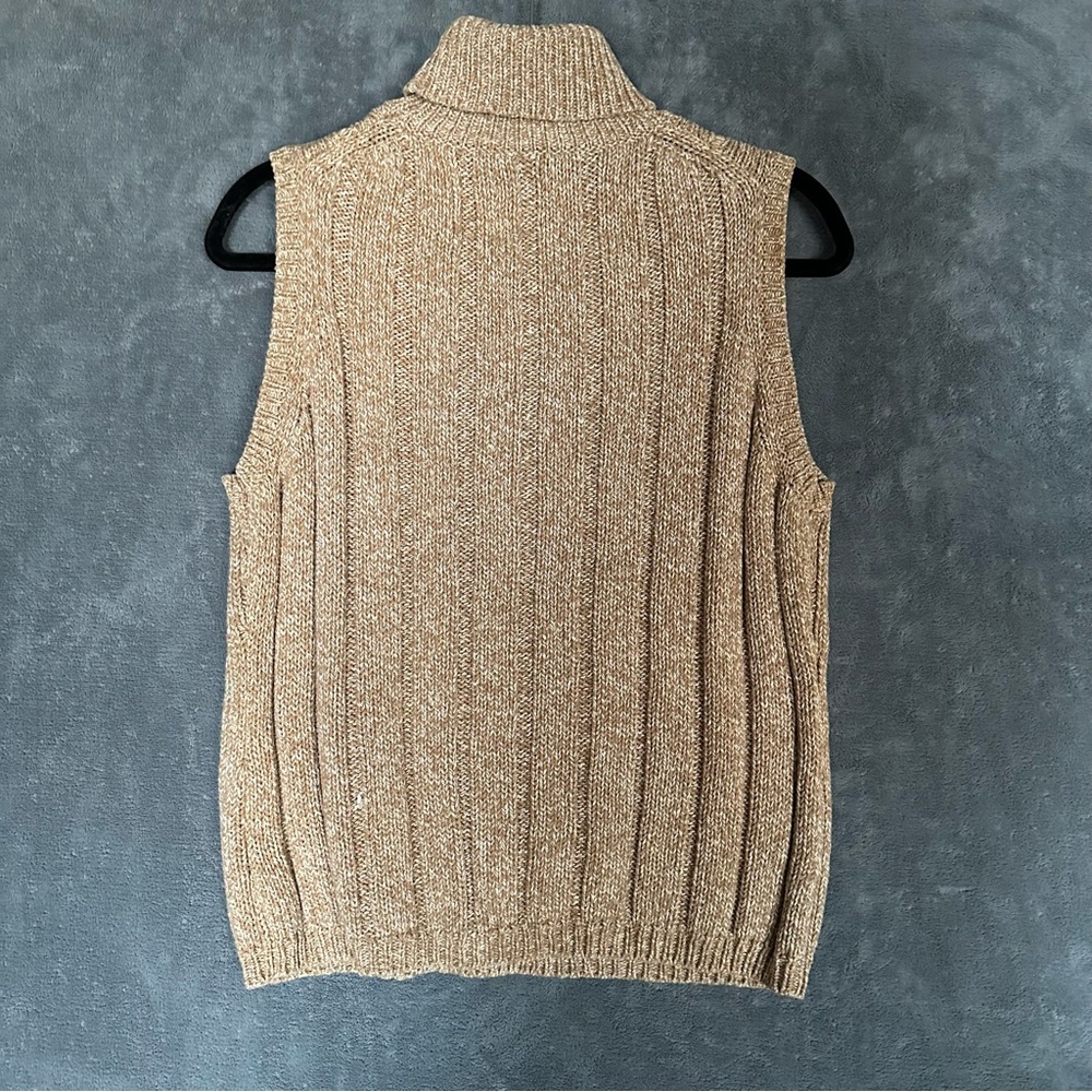 Pendleton Silk Blend Tan Cable Knit Sleeveless Tu… - image 2